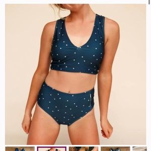 Nani Swimwear bikini, Dotted Switch V Crop, Alden Swim Bottom with zipper, Small